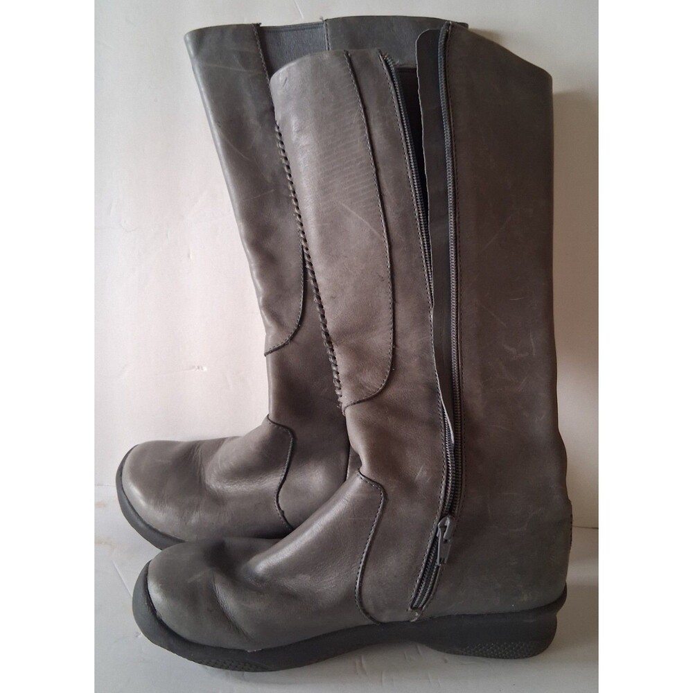 Keen Bern Baby Bern Tall Riding Boots Womens 7.5 Gray Leather Side Zip